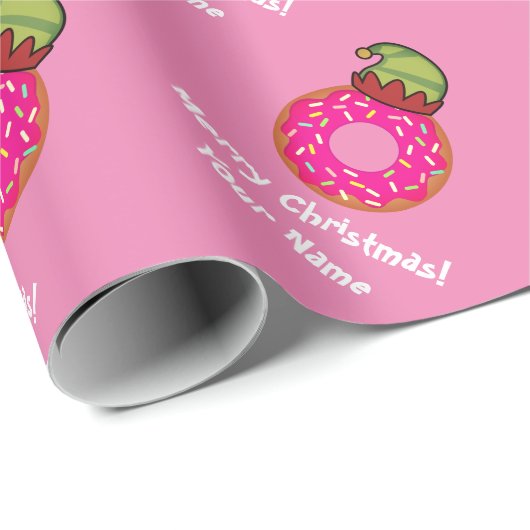 Funny pink donut mit elchenhaftem Brauch Weihnacht Geschenkpapier (Rolleneckpunkt)