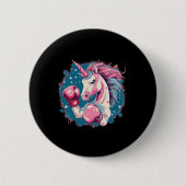 Funny Pink Einhorn mit Boxhandschuhen 1 Button (Vorderseite)