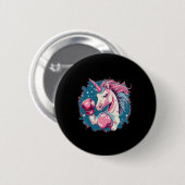 Funny Pink Einhorn mit Boxhandschuhen 1 Button (Vorne & Hinten)