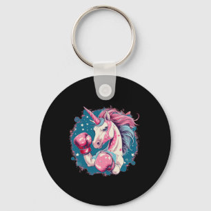 Funny Pink Einhorn mit Boxhandschuhen 1 Schlüsselanhänger