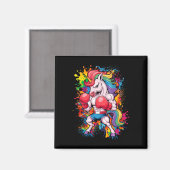 Funny Pink Einhorn mit Boxhandschuhen Magnet (Vorderseite/Rückseite)