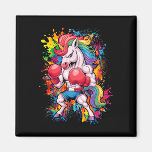 Funny Pink Einhorn mit Boxhandschuhen Magnet