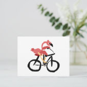 Funny Pink Flamingo Bird auf dem Fahrrad Postkarte (Stehend Vorderseite)