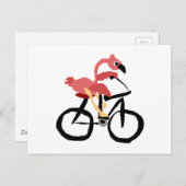 Funny Pink Flamingo Bird auf dem Fahrrad Postkarte (Vorne/Hinten)
