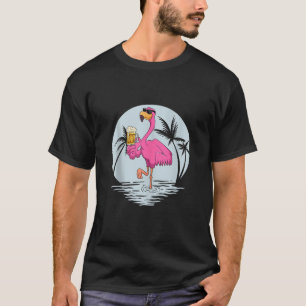 Funny Pink Flamingo Bird mit Tasse Biersommer V T-Shirt