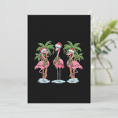 Funny Pink Flamingo "Dreaming of a Pink Christmas Dankeskarte (Stehend Vorderseite)