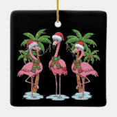 Funny Pink Flamingo "Dreaming of a Pink Christmas Keramikornament (Rückseite)