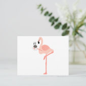 Funny Pink Flamingo Drink Coffee Postkarte (Stehend Vorderseite)