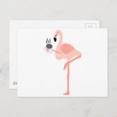 Funny Pink Flamingo Drink Coffee Postkarte (Vorne/Hinten)
