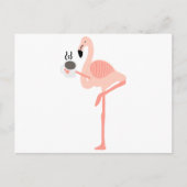 Funny Pink Flamingo Drink Coffee Postkarte (Vorderseite)