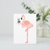 Funny Pink Flamingo Drink Coffee Postkarte (Stehend Vorderseite)