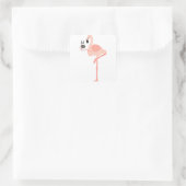 Funny Pink Flamingo Drink Coffee Quadratischer Aufkleber (Tasche)
