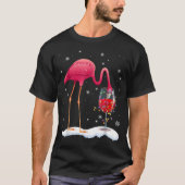 Funny Pink Flamingo Drink Wein Weihnachten Weihnac T-Shirt (Vorderseite)