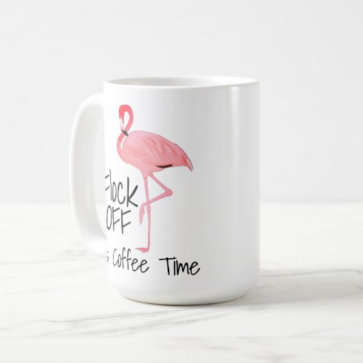 Funny Pink Flamingo Flock Off Kaffeetasse (Vorderseite Links)