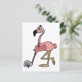 Funny Pink Flamingo Golfo Art Postkarte (Stehend Vorderseite)
