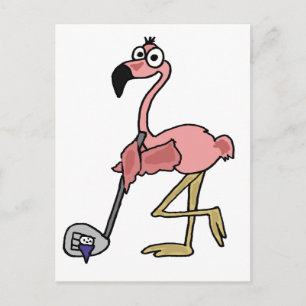 Funny Pink Flamingo Golfo Art Postkarte