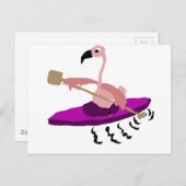 Funny Pink Flamingo Kayaking Postkarte (Vorne/Hinten)