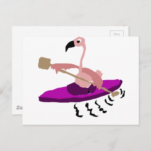Funny Pink Flamingo Kayaking Postkarte (Vorne/Hinten)