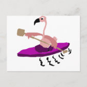 Funny Pink Flamingo Kayaking Postkarte (Vorderseite)