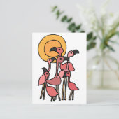 Funny Pink Flamingo Kunst Postkarte (Stehend Vorderseite)