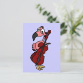 Funny Pink Flamingo Playing Cello Postkarte (Stehend Vorderseite)