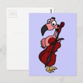 Funny Pink Flamingo Playing Cello Postkarte (Vorne/Hinten)