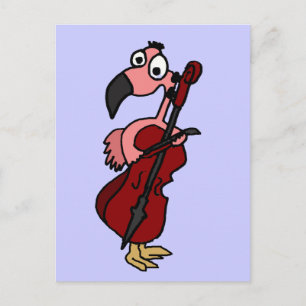 Funny Pink Flamingo Playing Cello Postkarte