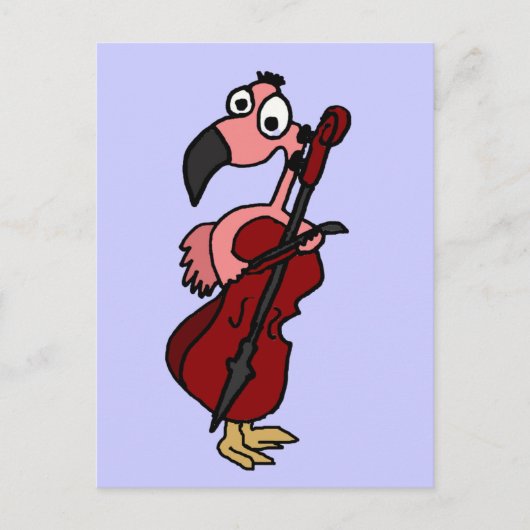 Funny Pink Flamingo Playing Cello Postkarte (Vorderseite)