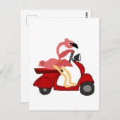 Funny Pink Flamingo Riding Motor Scooter Postkarte (Vorne/Hinten)
