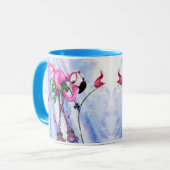 Funny Pink Flamingo Skier - Cartoon Zeichnend Comi Tasse (Vorderseite Links)
