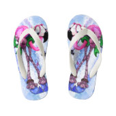 Funny Pink Flamingo Skier Kid's Flip Flops Kinderbadesandalen (Fußbett)