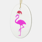 Funny pink Flamingo Weihnachtsmannmütze Weihnachte Keramik Ornament (Links)