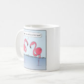 Funny Pink Flamingos Cartoon | Humorale Neuheit Kaffeetasse (Vorderseite Links)