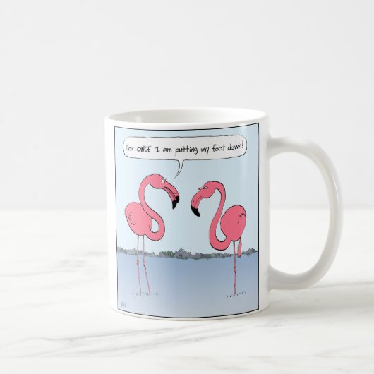 Funny Pink Flamingos Cartoon | Humorale Neuheit Kaffeetasse (Rechts)