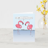 Funny Pink Flamingos Cartoon individuell anpassbar Karte (Gelbe Blume)