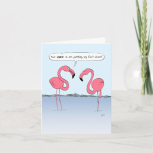 Funny Pink Flamingos Cartoon individuell anpassbar Karte