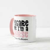 Funny pink Girl Typografie danken Ihnen moderne Tasse (Vorderseite Links)