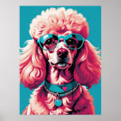 Funny Pink Glam Poodle in Shades Poster (Vorne)