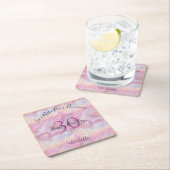 Funny Pink Glitter Marble Agate 30th Birthday Rechteckiger Pappuntersetzer (Vor Ort)