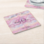 Funny Pink Glitter Marble Agate 30th Birthday Rechteckiger Pappuntersetzer (angewinkelt)