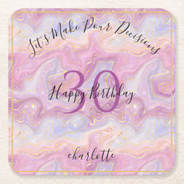Funny Pink Glitter Marble Agate 30th Birthday Rechteckiger Pappuntersetzer