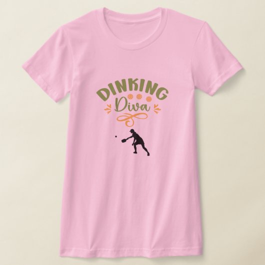 Funny Pink Green Orange Dinking Diva Pickleball T-Shirt (Ablage )