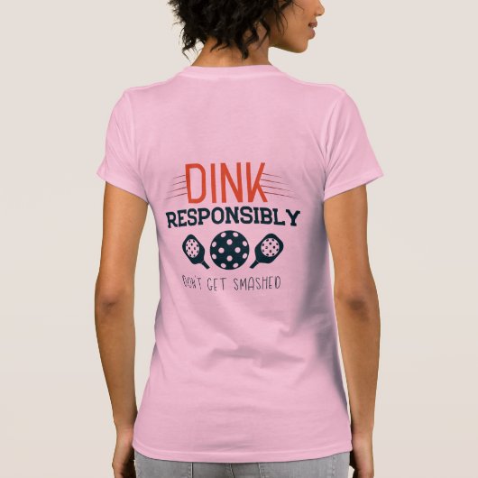 Funny Pink Green Orange Dinking Diva Pickleball T-Shirt (Rückseite)