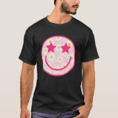 Funny Pink Happy Face Daisy Blume Tshirt Smile Fan (Vorderseite)