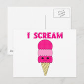 Funny Pink Ice Creme Postkarte (Vorne/Hinten)
