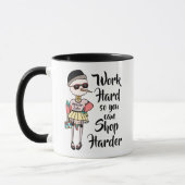 Funny Pink Kawaii Bird Word Hard Shop Harter Tasse (Links)