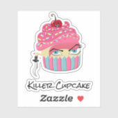 Funny Pink Killer Cupcake Kawaii Food Spaß Aufkleber (Blatt)