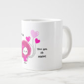 Funny Pink Lady mit Ballons Jumbo-Tasse (Vorderseite Rechts)