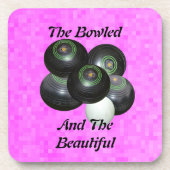 Funny Pink Lawn Bowls Bowled Design, Getränkeuntersetzer (Vorderseite)