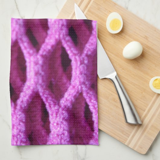Funny Pink Lila Crochet Look Handtuch (Viertel Falte)